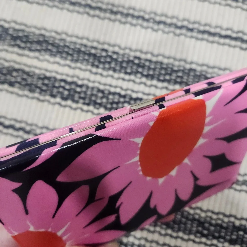 Vera Bradley Pink Orange Floral Photo Album Card Holder Hard Shell Case Wallet